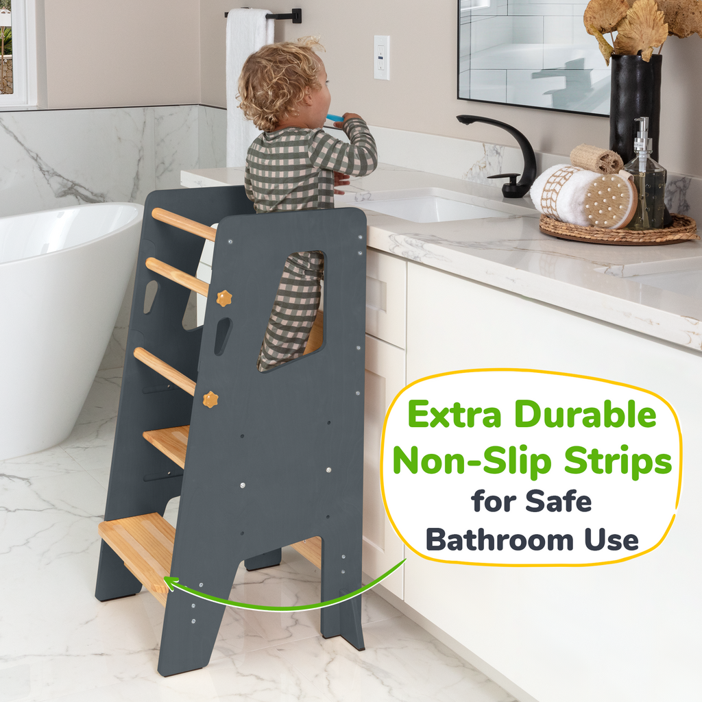 Adjustable Toddler Kitchen Helper Tower – Safety Learning Step Stool for Kids