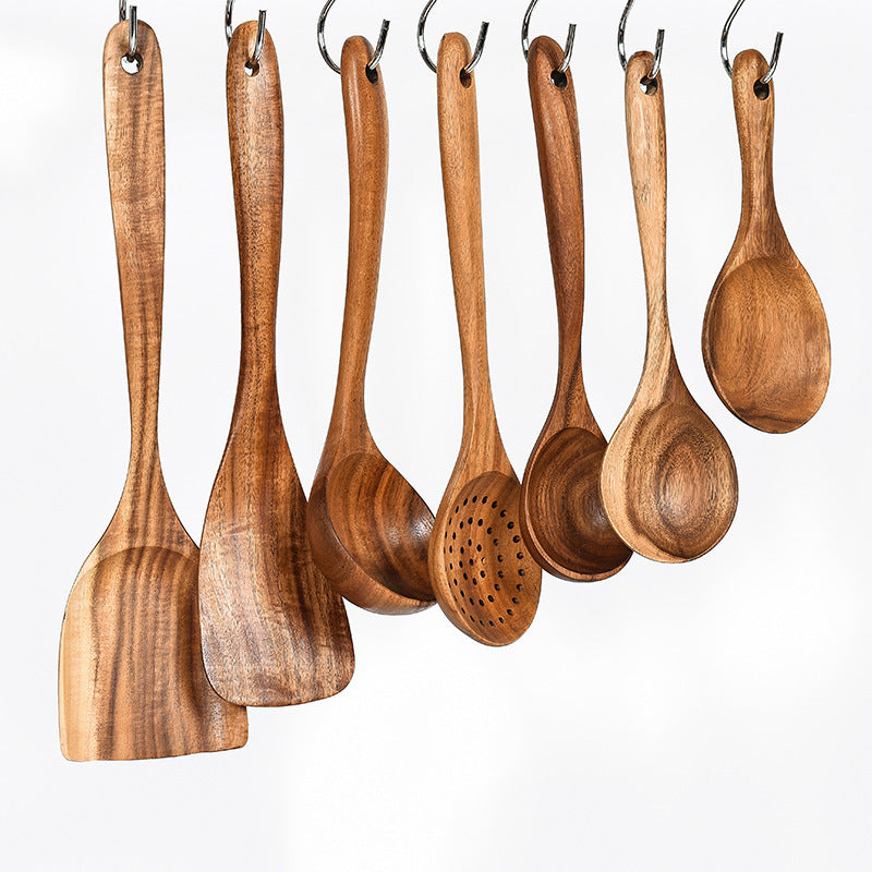 7-Piece Teak Wood Cooking Utensil Set – Handcrafted Kitchen Essentials