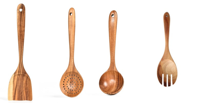 7-Piece Teak Wood Cooking Utensil Set – Handcrafted Kitchen Essentials