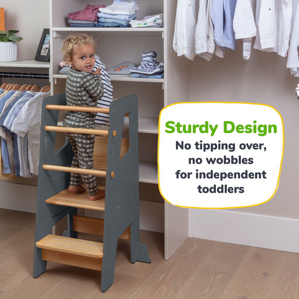 Adjustable Toddler Kitchen Helper Tower – Safety Learning Step Stool for Kids