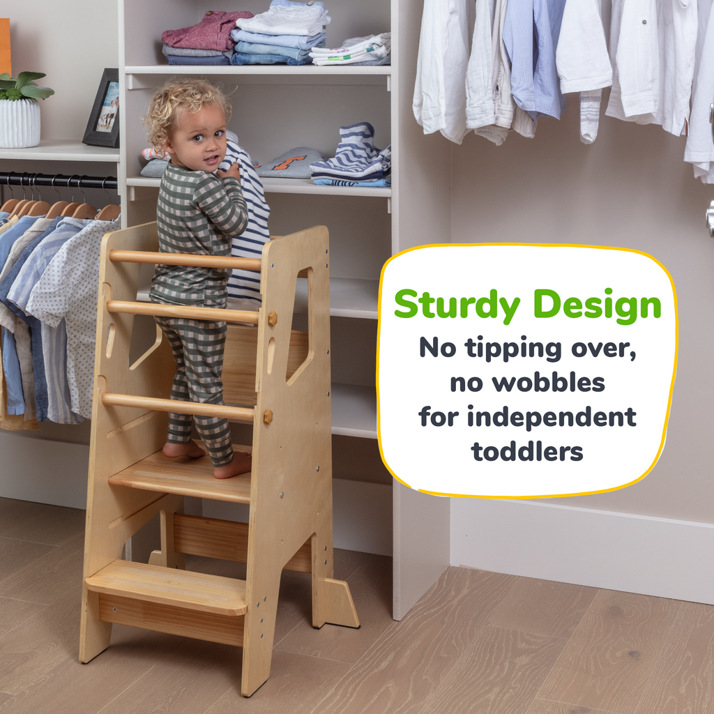 Adjustable Toddler Kitchen Helper Tower – Safety Learning Step Stool for Kids