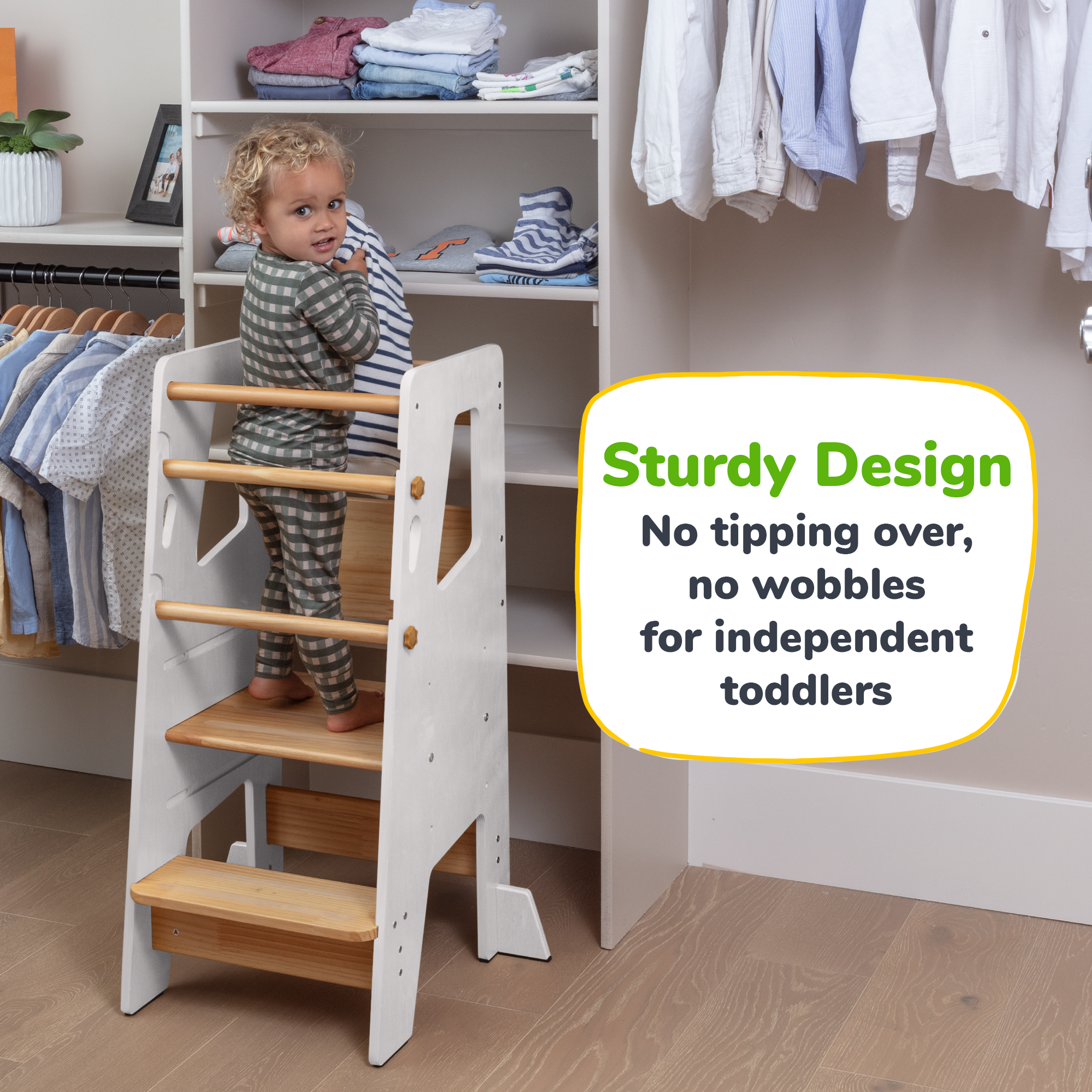 Adjustable Toddler Kitchen Helper Tower – Safety Learning Step Stool for Kids