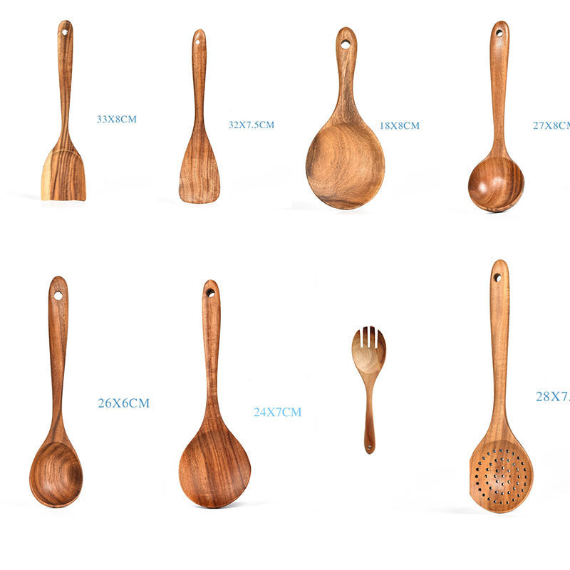 7-Piece Teak Wood Cooking Utensil Set – Handcrafted Kitchen Essentials