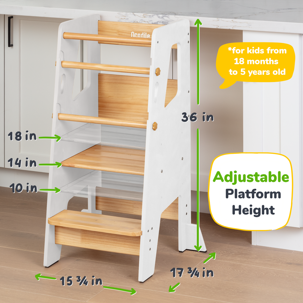 Adjustable Toddler Kitchen Helper Tower – Safety Learning Step Stool for Kids