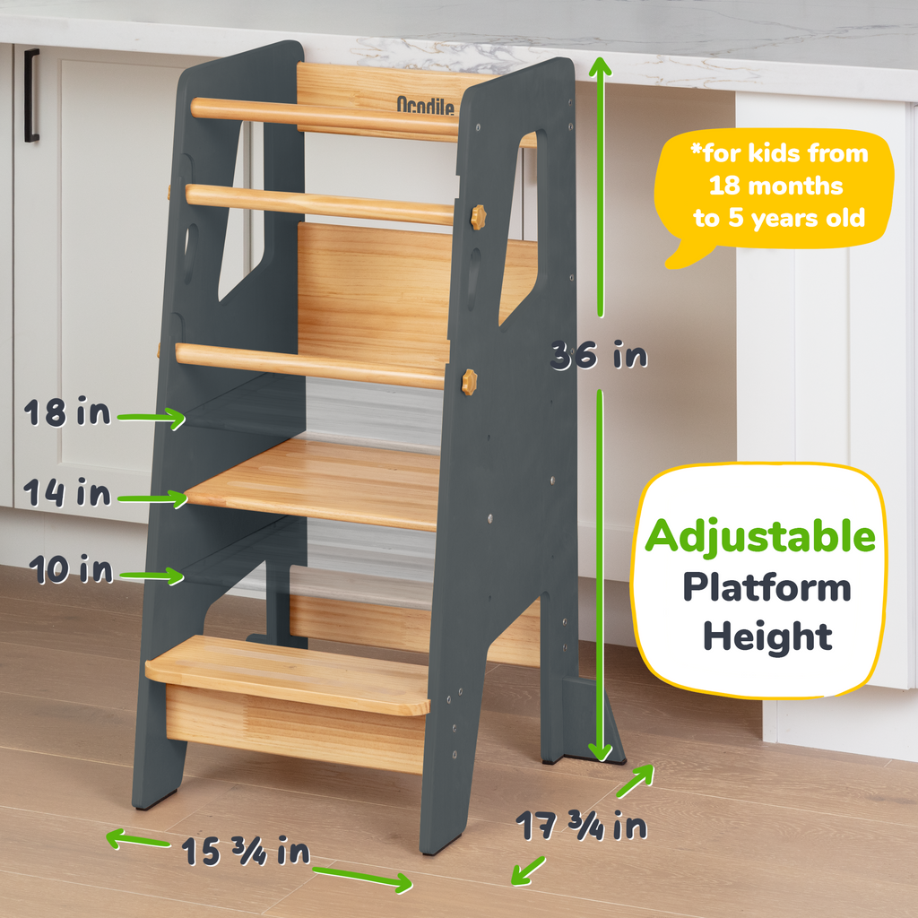 Adjustable Toddler Kitchen Helper Tower – Safety Learning Step Stool for Kids