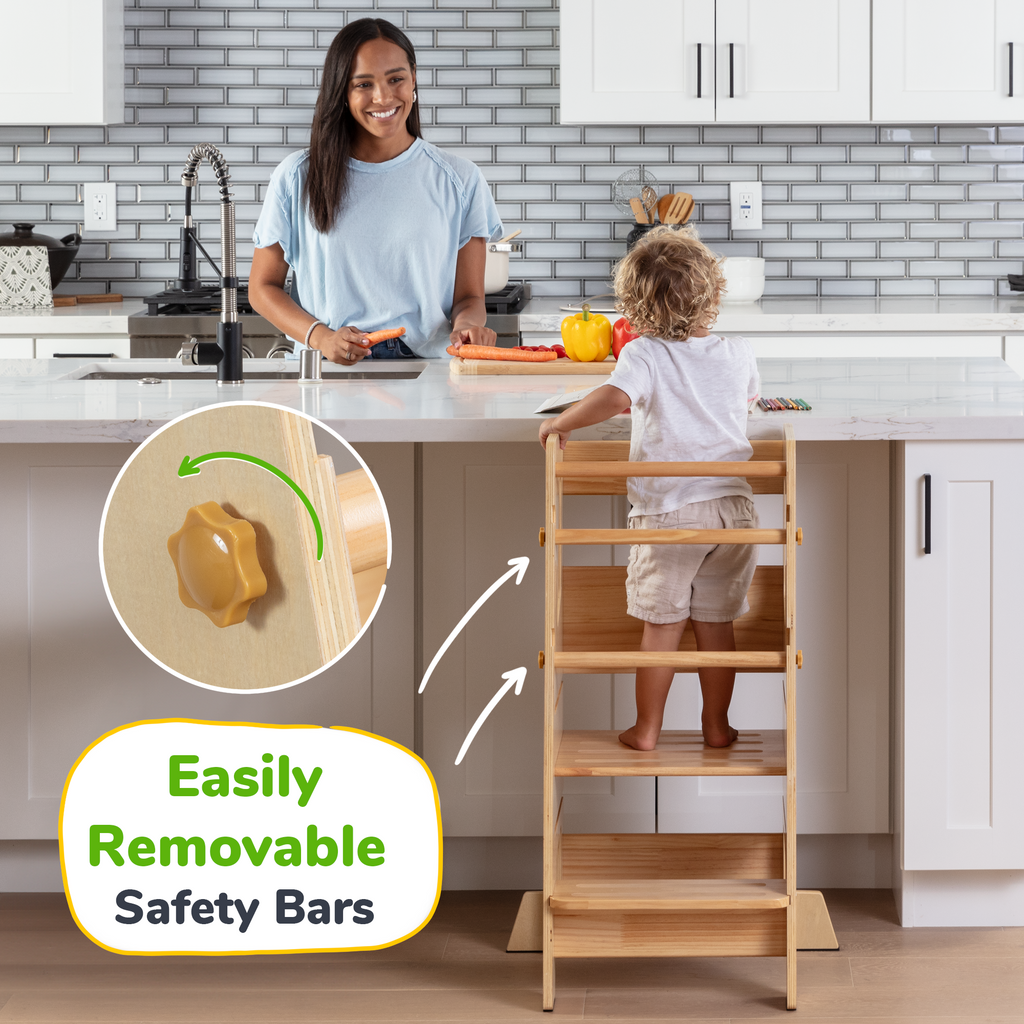Adjustable Toddler Kitchen Helper Tower – Safety Learning Step Stool for Kids