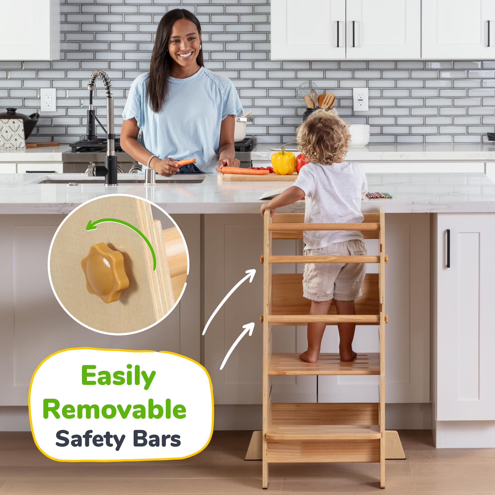 Adjustable Toddler Kitchen Helper Tower – Safety Learning Step Stool for Kids