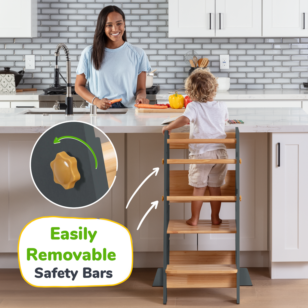 Adjustable Toddler Kitchen Helper Tower – Safety Learning Step Stool for Kids