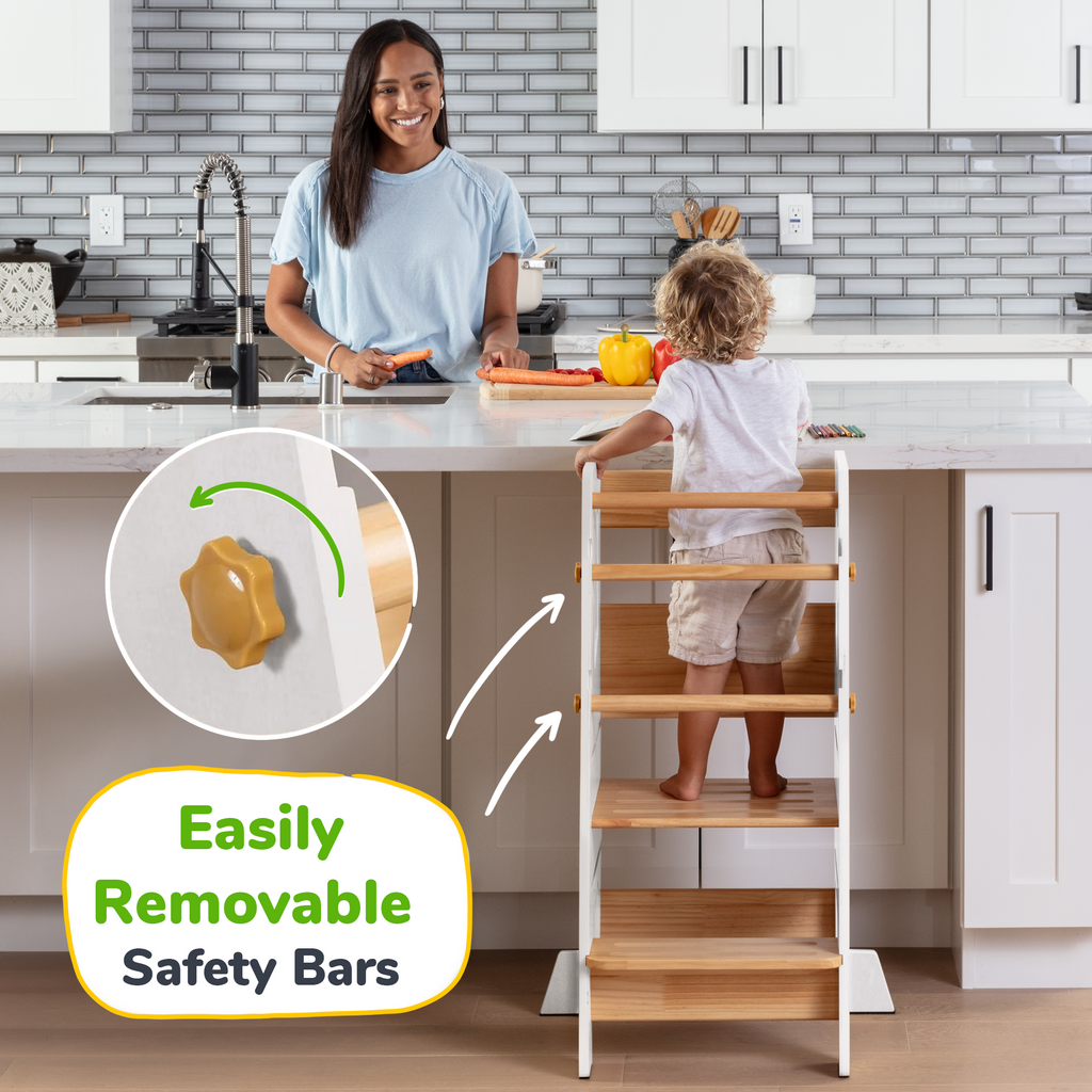 Adjustable Toddler Kitchen Helper Tower – Safety Learning Step Stool for Kids