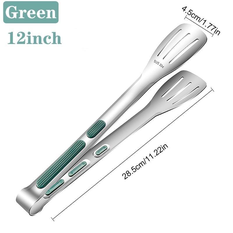 Stainless Steel Kitchen Tongs with Silicone Tips – BBQ & Cooking Clamp