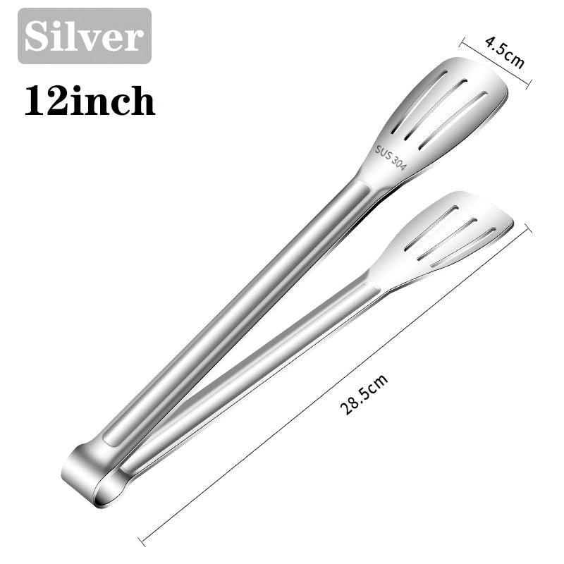 Stainless Steel Kitchen Tongs with Silicone Tips – BBQ & Cooking Clamp