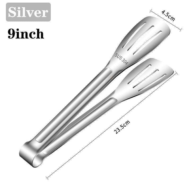Stainless Steel Kitchen Tongs with Silicone Tips – BBQ & Cooking Clamp