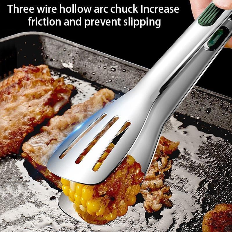Stainless Steel Kitchen Tongs with Silicone Tips – BBQ & Cooking Clamp
