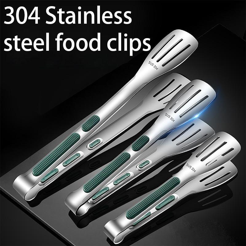 Stainless Steel Kitchen Tongs with Silicone Tips – BBQ & Cooking Clamp
