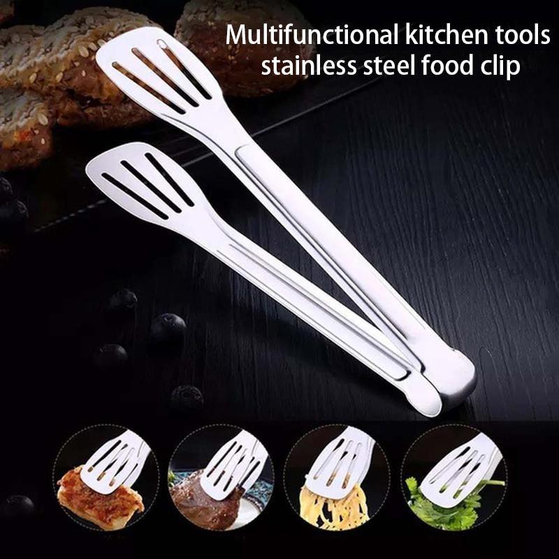 Stainless Steel Kitchen Tongs with Silicone Tips – BBQ & Cooking Clamp