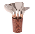 10-Piece Silicone & Wood Kitchen Utensil Set with Storage Bucket