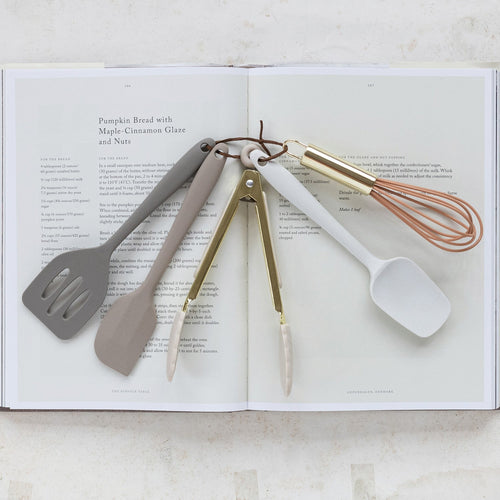 5-Piece Mini Silicone & Gold Kitchen Tool Set – Neutral Modern Tones