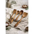 Nosara 4-Piece Teak Wood Kitchen Utensil Set – Natural Handcrafted Cooking Tools