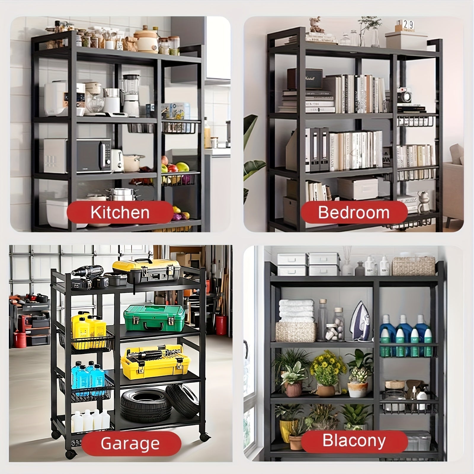 4-Tier Rolling Kitchen Storage Rack with Metal Baskets – Heavy-Duty Organizer on Wheels