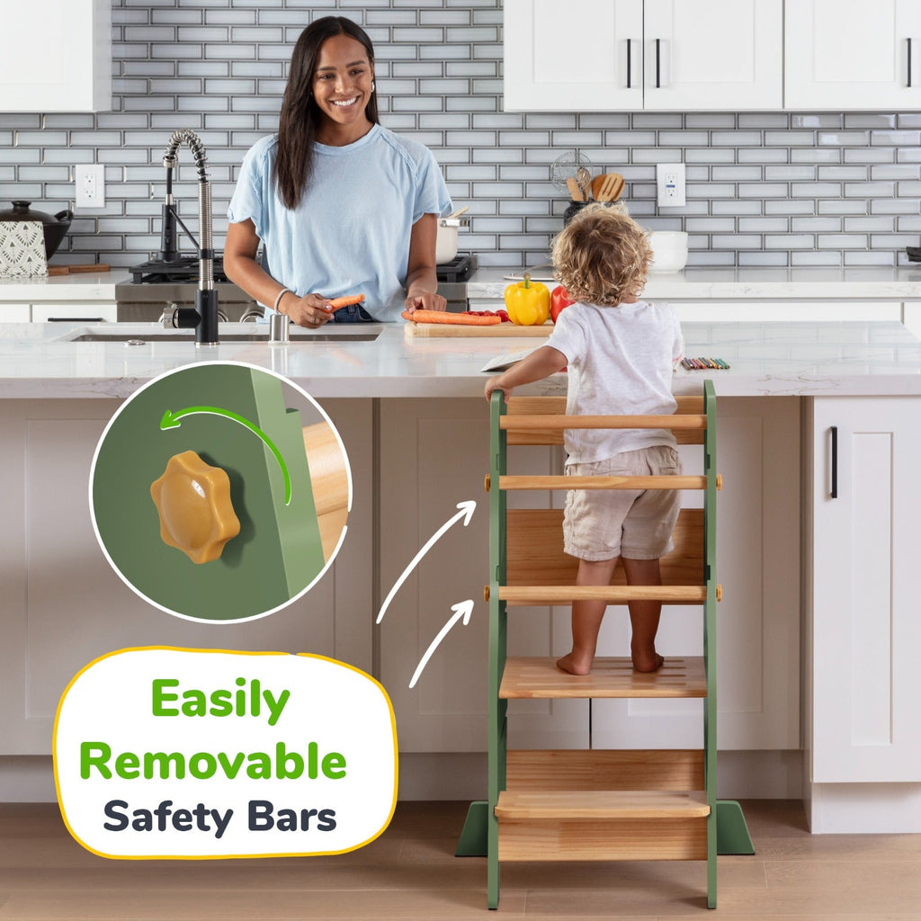Adjustable Toddler Kitchen Helper Tower – Safety Learning Step Stool for Kids