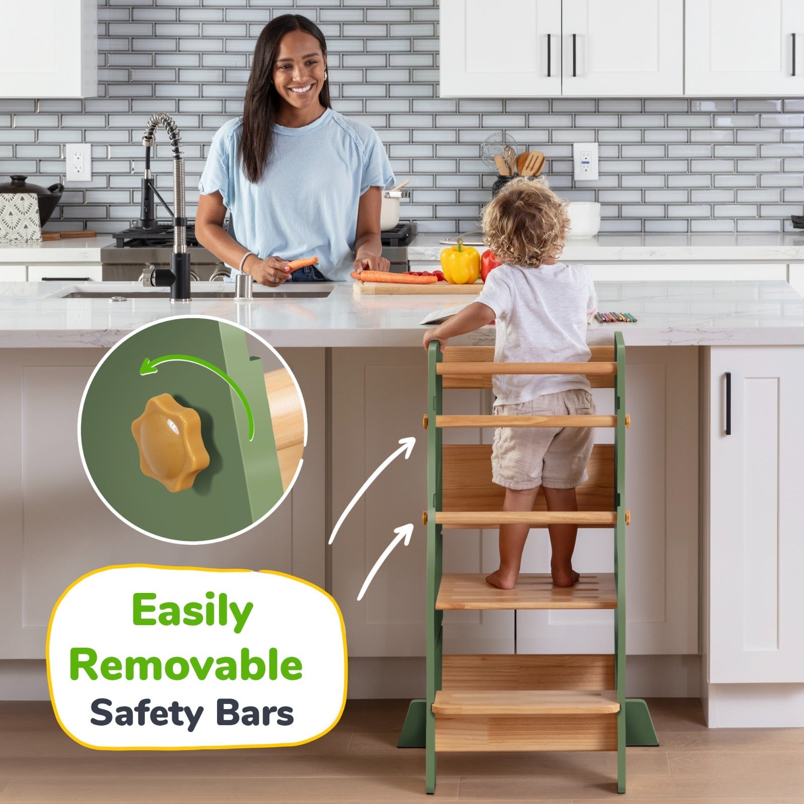 Adjustable Toddler Kitchen Helper Tower – Safety Learning Step Stool for Kids