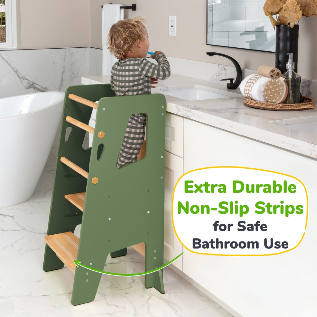 Adjustable Toddler Kitchen Helper Tower – Safety Learning Step Stool for Kids