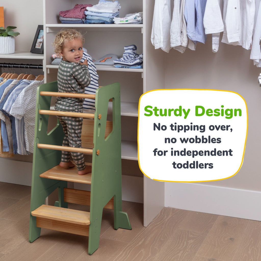 Adjustable Toddler Kitchen Helper Tower – Safety Learning Step Stool for Kids