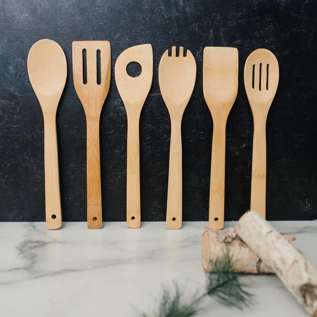 Bamboo Utensil Holder with Family Quote – Kitchen Decor & Gift Set
