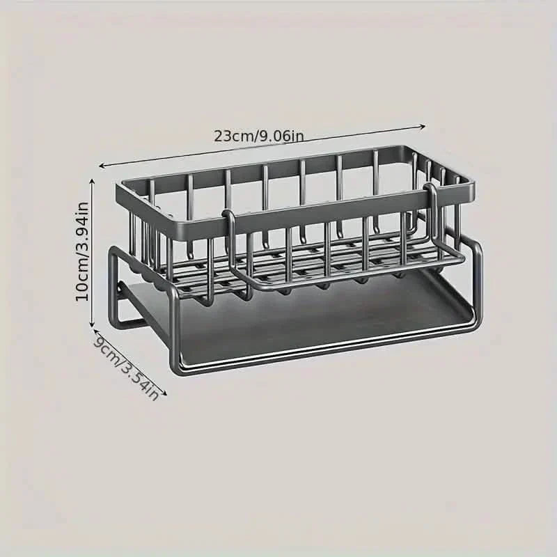 Countertop Sink Organizer with Drain Basket – Multi-Function Kitchen Storage Rack
