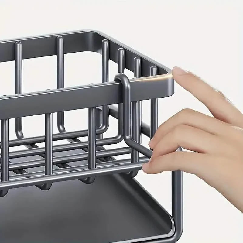 Countertop Sink Organizer with Drain Basket – Multi-Function Kitchen Storage Rack